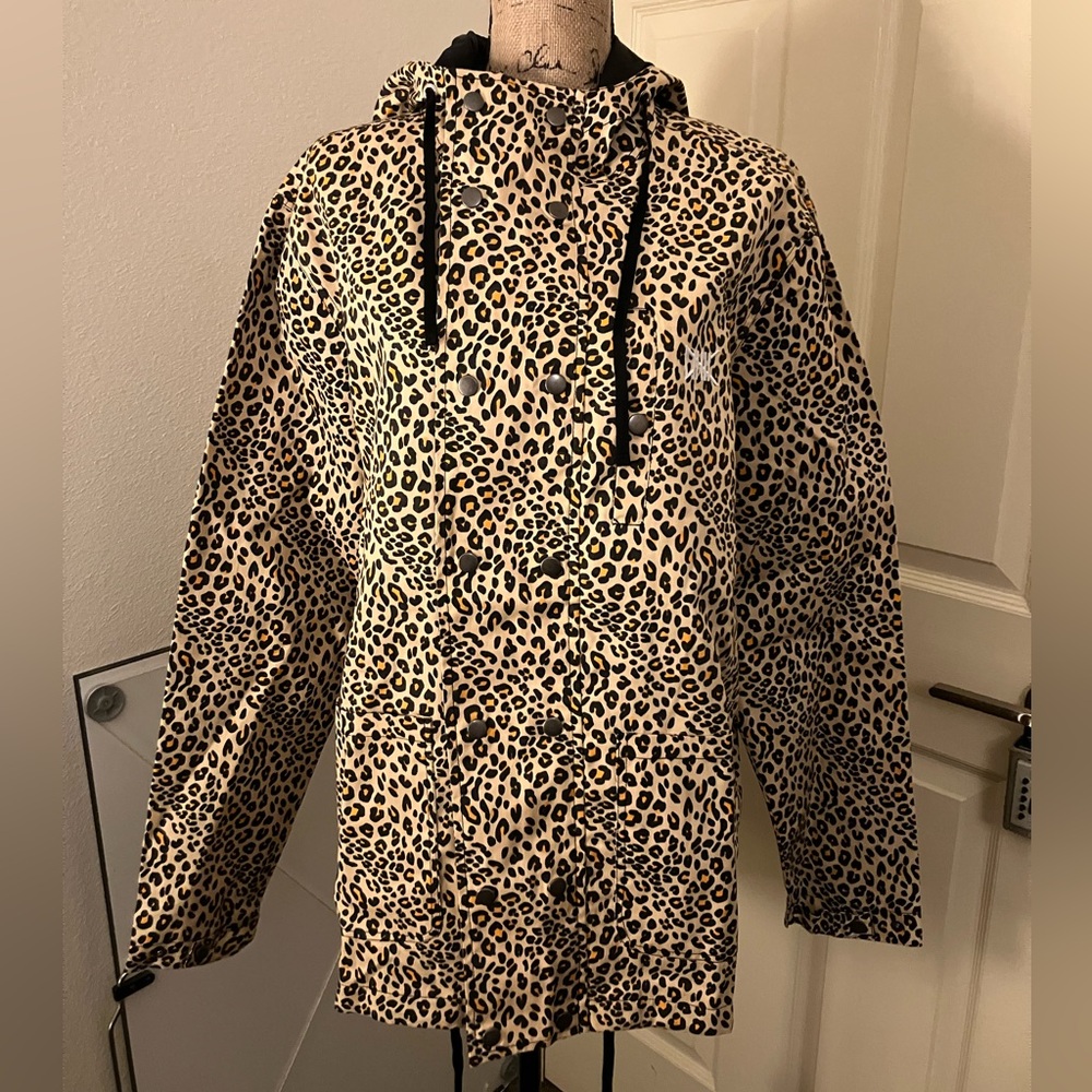Ethik Leopard print canvas hooded Jacket streetwear relaxed fit large L